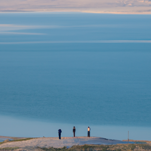 A breathtaking panorama featuring tourists from Bein Harim, soaking in the beauty of the Dead Sea