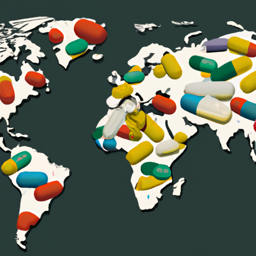 A world map highlighting disparities in access to specialty pharmaceuticals.